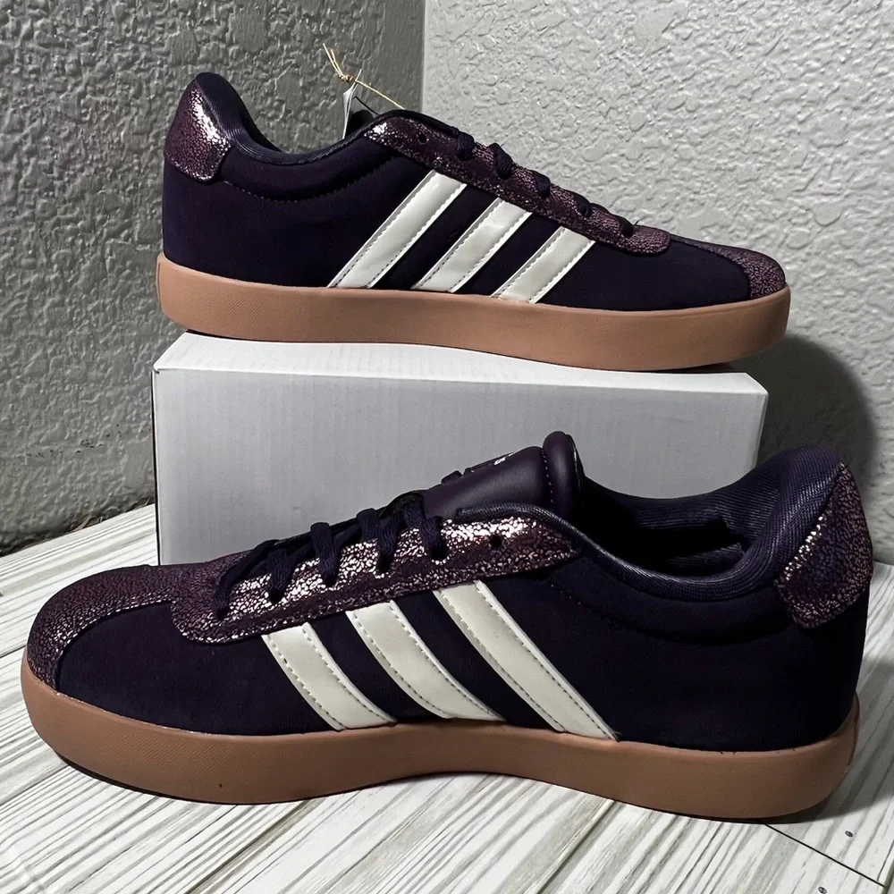 Adidas VL Court 3.0 youth kids sneakers shoes purple size 6 JS3485‎